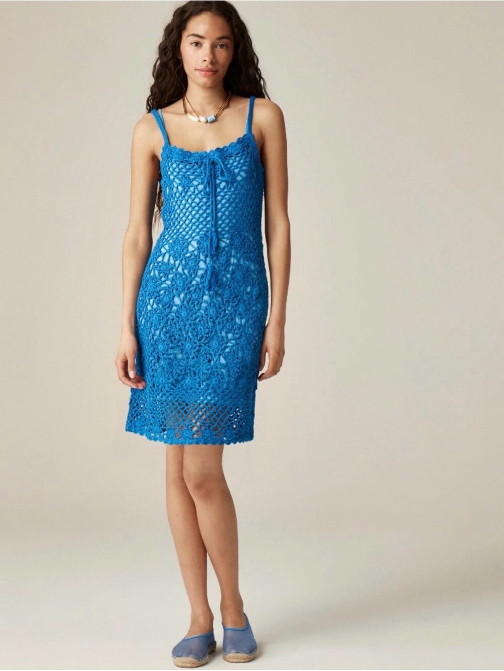 J. Crew Bright Blue Crochet Mini Dress